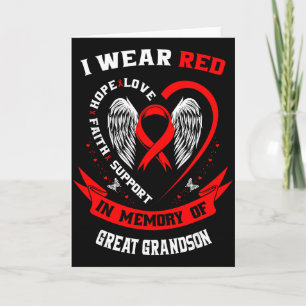 Wear Red In Memory Of Great Grandson Heart Disease Card
