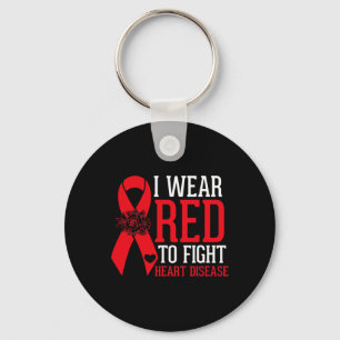 Wear Red To Fight Heart Disease Awareness Red Ribb Keychain