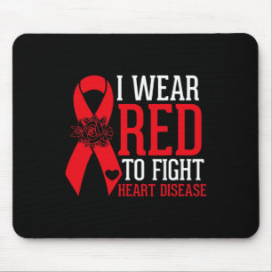 Wear Red To Fight Heart Disease Awareness Red Ribb Mouse Pad