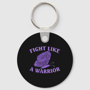 Wear Ribbon Purple Butterfly Warrior Fibromyalgia Keychain