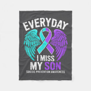 Wear Teal &amp; Purple I Miss My Son Suicide Preve Fleece Blanket