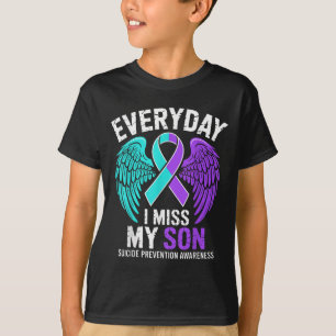 Wear Teal &amp; Purple I Miss My Son Suicide Preve T-Shirt