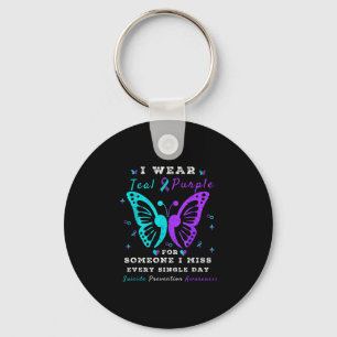 Wear teal & purple prevention awareness keychain