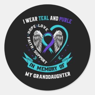 Wear Teal And Purple For Granddaughter Suicide Awa Classic Round Sticker