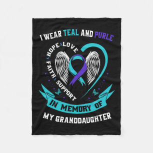 Wear Teal And Purple For Granddaughter Suicide Awa Fleece Blanket