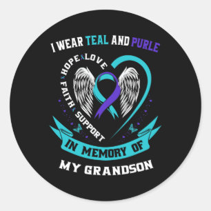 Wear Teal And Purple For My Grandson Suicide Aware Classic Round Sticker