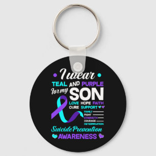 Wear Teal And Purple For My Son Suicide Prevention Keychain