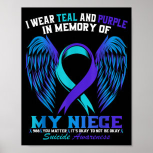 Wear Teal And Purple For Niece Awareness Shirt Poster