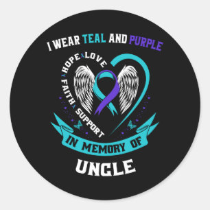 Wear Teal And Purple For Uncle Awareness Shirt Classic Round Sticker