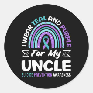 Wear Teal And Purple For Uncle Prevention Design Classic Round Sticker