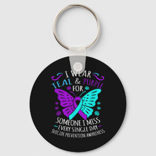 Wear Teal And Purple Happy Suicide Awareness Sup  Keychain
