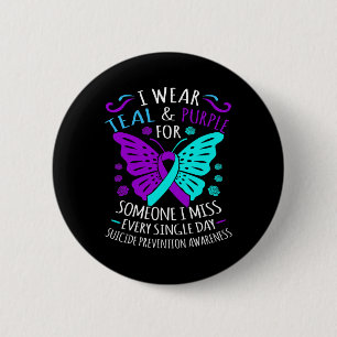 Wear Teal And Purple Happy Suicide Awareness Suppo 2 Inch Round Button