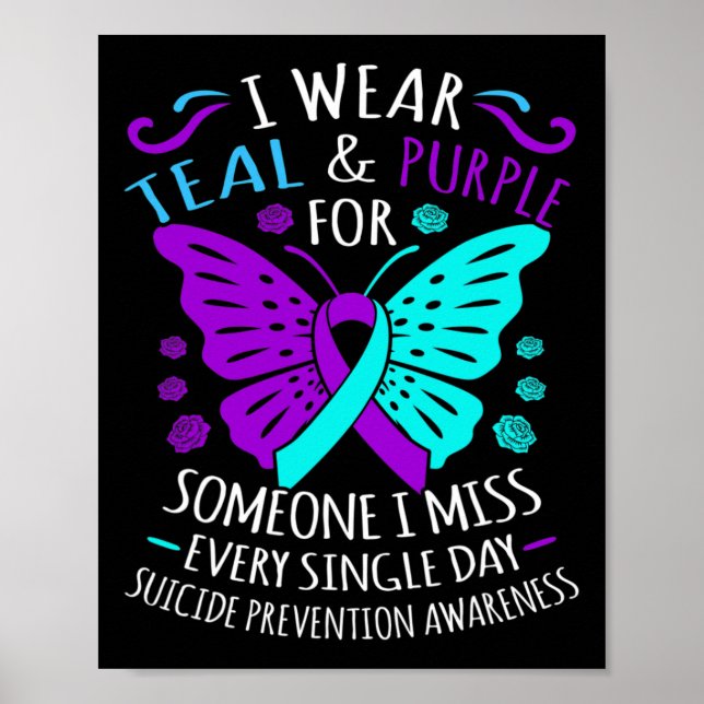 Wear Teal And Purple Happy Suicide Awareness Suppo Poster (Front)