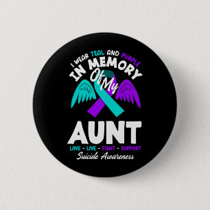 Wear Teal And Purple In Memory Of Aunt Performance 2 Inch Round Button
