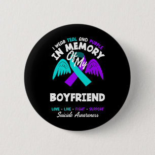 Wear Teal And Purple In Memory Of Boyfriend 2 Inch Round Button