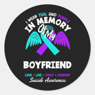 Wear Teal And Purple In Memory Of Boyfriend Classic Round Sticker