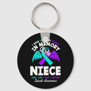 Wear Teal And Purple In Memory Of Niece Design Keychain