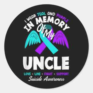 Wear Teal And Purple In Memory Of Uncle Design Classic Round Sticker