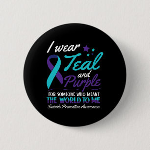 Wear Teal And Purple Suicide Awareness Mental Heal 2 Inch Round Button