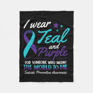 Wear Teal And Purple Suicide Awareness Mental Heal Fleece Blanket