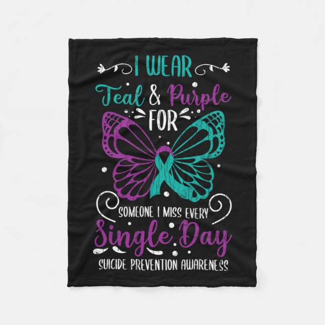 Wear Teal And Purple Suicide Prevention Awareness  Fleece Blanket (Front)