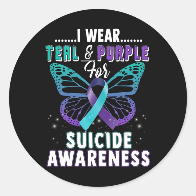 Wear Teal And Purple Support Suicide Awareness  Classic Round Sticker (Front)