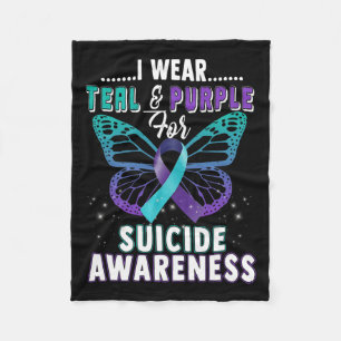 Wear Teal And Purple Support Suicide Awareness Fleece Blanket