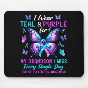 Wear Teal Purple For Grandson Prevention Awareness Mouse Pad