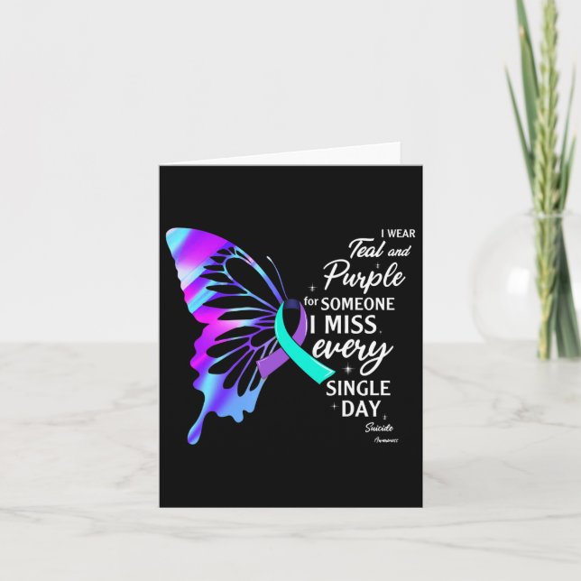 Wear Teal Purple For Memorial Suicide Prevention A Card (Front)