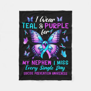 Wear Teal Purple For Nephew Suicide Prevention Fleece Blanket