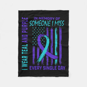 Wear Teal Purple For Someone I Miss Suicide Awaren Fleece Blanket