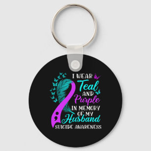 Wear Teal Purple In Memory Of My Husnd Suicide Awa Keychain