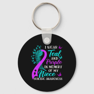 Wear Teal Purple In Memory Of My Niece Suicide Awa Keychain