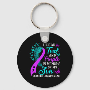 Wear Teal Purple In Memory Of My Son Suicide Aware Keychain