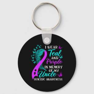 Wear Teal Purple In Memory Of My Uncle Suicide Awa Keychain
