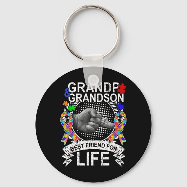 Wear this Grandpa And Grandson Best Friend Autism  Keychain (Front)