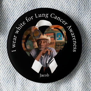 Wear White for Lung Cancer Awareness Photo 2 Inch Round Button