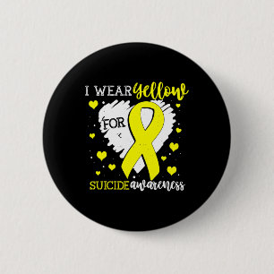 Wear Yellow For Suicide Awareness Ribbon Graphic  2 Inch Round Button