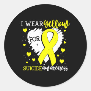 Wear Yellow For Suicide Awareness Ribbon Graphic Classic Round Sticker