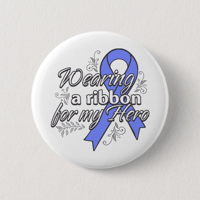 Wearing a Periwinkle Ribbon for My Hero 2 Inch Round Button (Front)