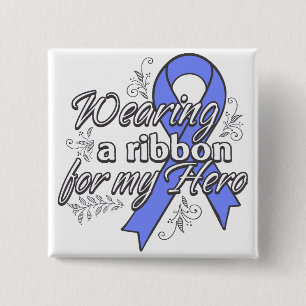Wearing a Periwinkle Ribbon for My Hero 2 Inch Square Button