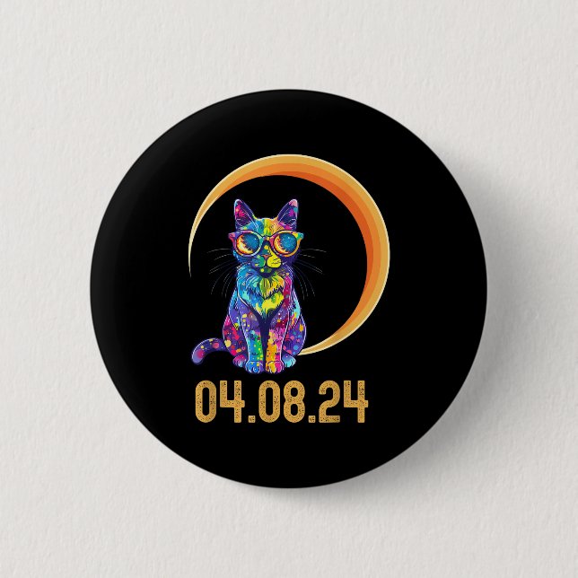 Wearing Cat Glasses Solar Eclipse Usa 2 Inch Round Button (Front)