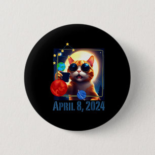 Wearing Cat Selfie Cat Solar Eclipse 2 Inch Round Button