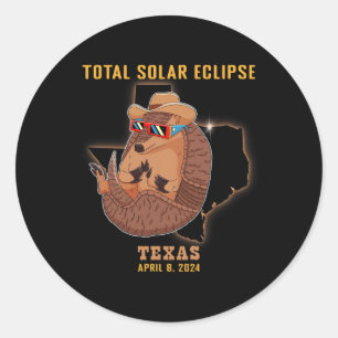 Wearing Glasses Men Women Kids Texas Solar Eclipse Classic Round Sticker