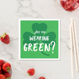 Wearing Green? Shamrock St. Patrick's Day Party Napkin