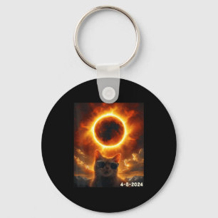 Wearing Shirt Cat Sunglasses Selfie Total Solar Keychain