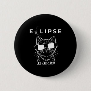 Wearing Solar Eclipse Cat Glasses Cat 2 Inch Round Button