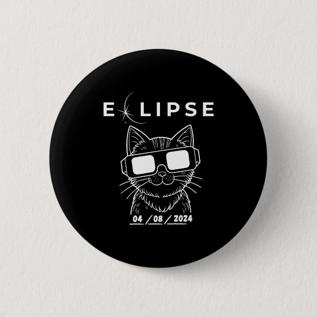 Wearing Solar Eclipse Cat Glasses Cat 2 Inch Round Button (Front)