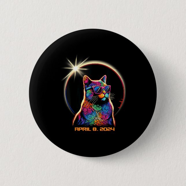 Wearing Solar Eclipse Cat Solar Eclipse 2 Inch Round Button (Front)