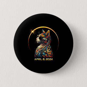Wearing Solar Eclipse Cat Solar Eclipse 2 Inch Round Button